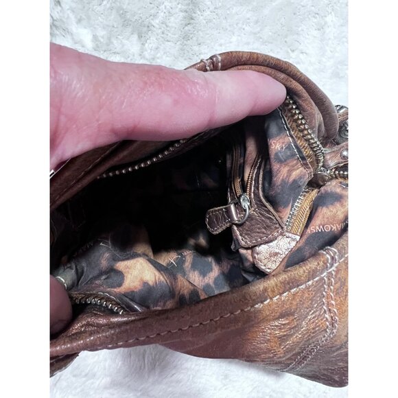 B. Makowsky Brown Leather Crossbody Bag With Zipper Pocket & Adjustable Strap pu - Picture 11 of 11